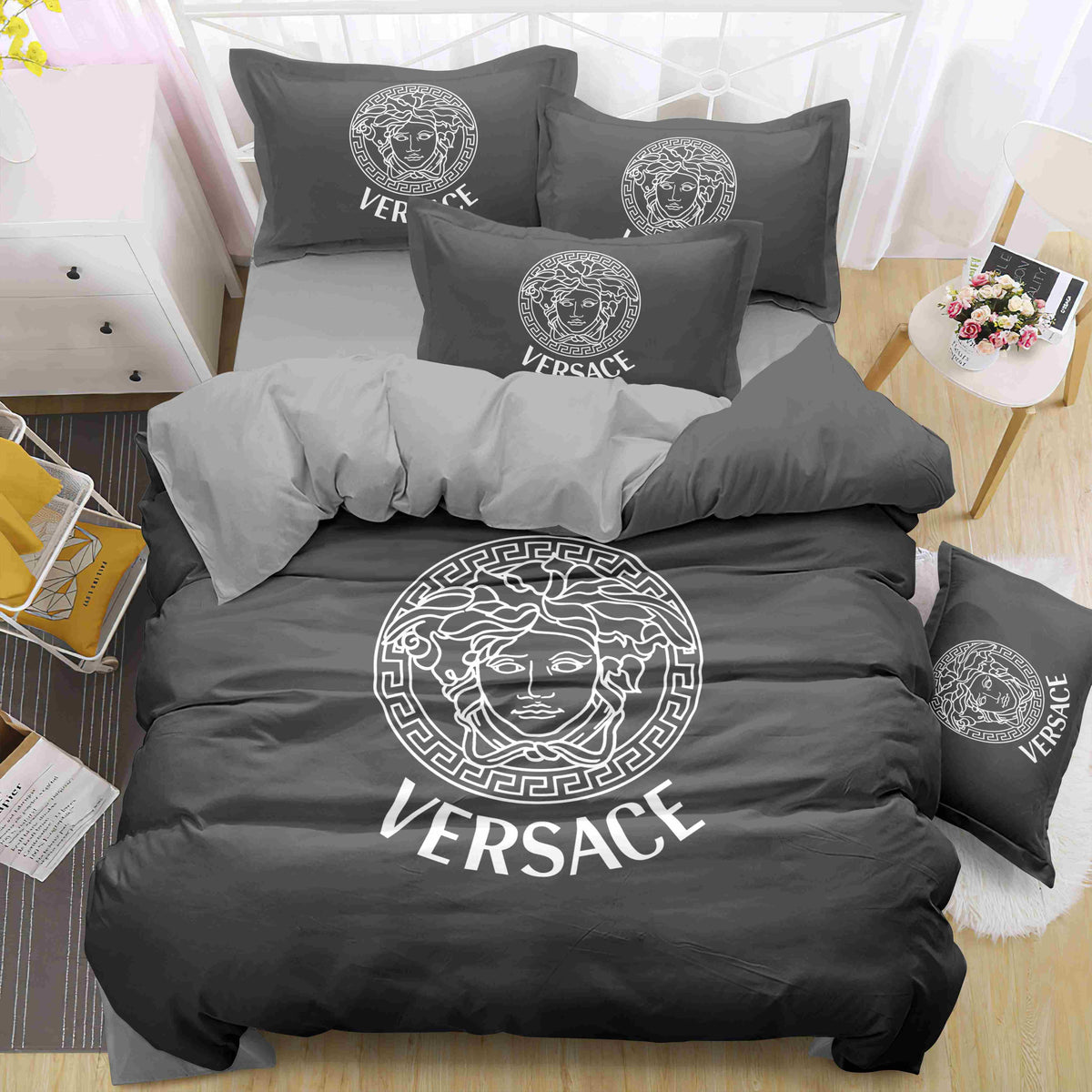 Silver Medallion Bedding Set - silver grey statement medallion pattern - source file Anara-Lifestyle-Product-05.jpg
