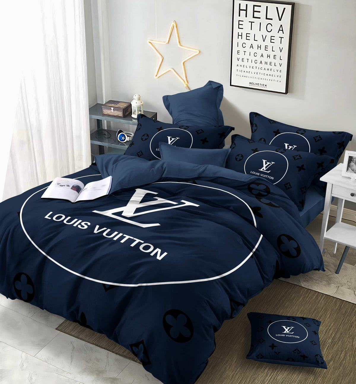 Midnight Emblem Bedding Set - midnight blue bold emblem composition - source file Anara-Lifestyle-Product-07.jpg