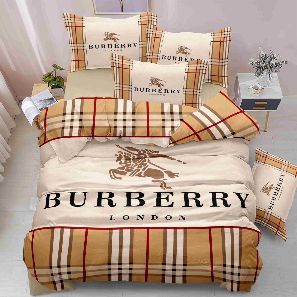 Camel Check Bedding Set - camel and cream classic check pattern - source file Anara-Lifestyle-Product-14.jpg