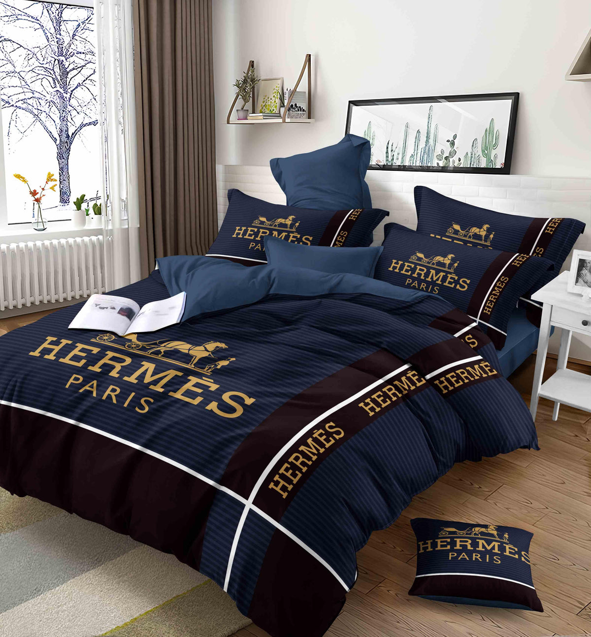 Navy Baroque Bedding Set - navy and gold ornate baroque detailing - source file Anara-Lifestyle-Product-18.jpg