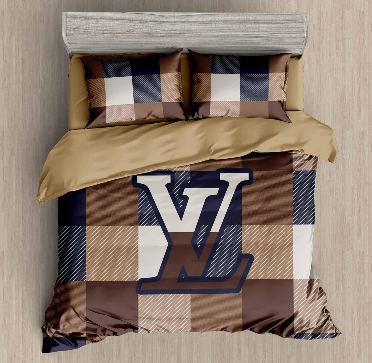 Mocha Emblem Bedding Set - mocha brown large statement emblem - source file Anara-Lifestyle-Product-22.jpg