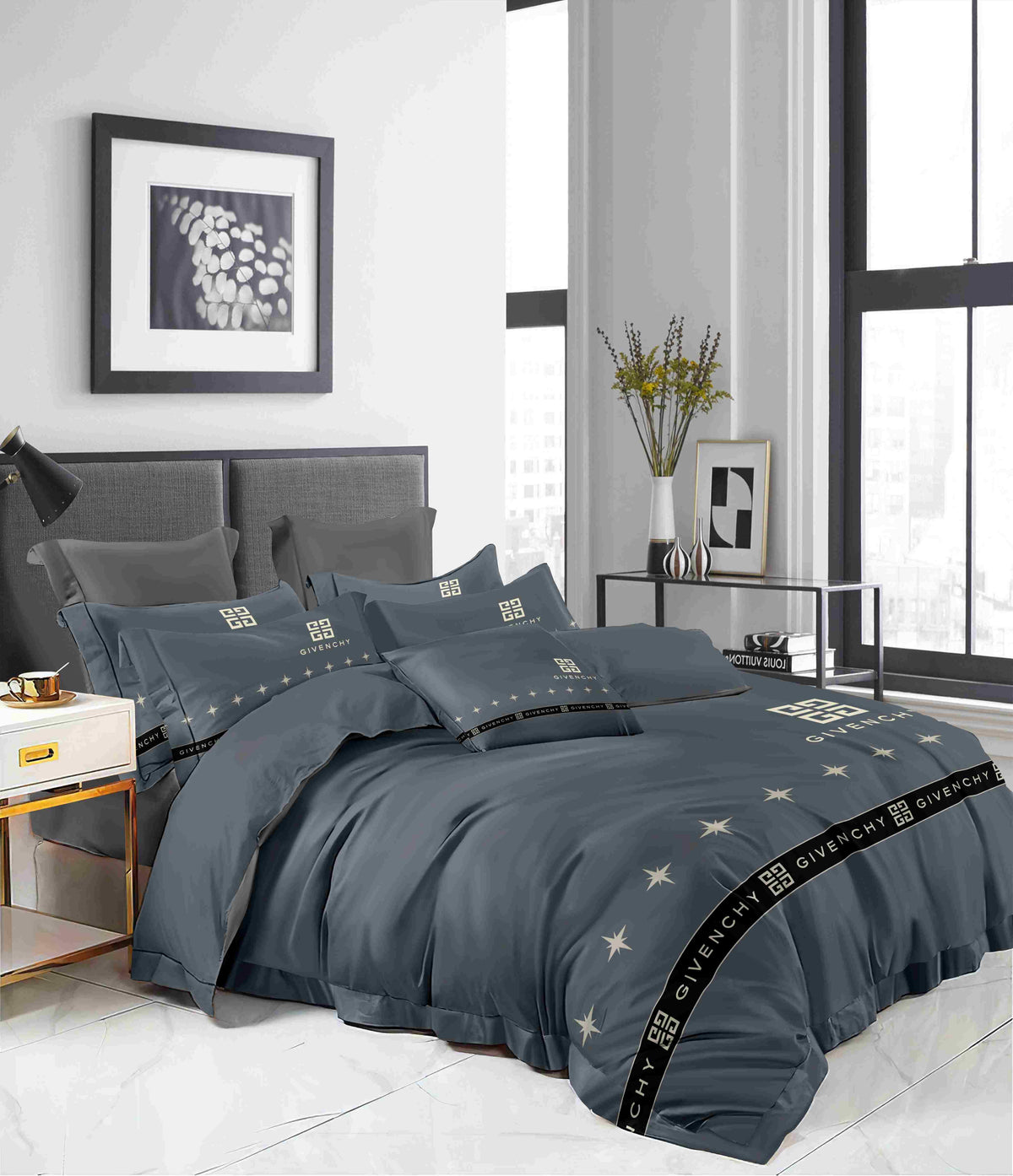 Slate Tailored Bedding Set - slate grey tailored minimalist bands - source file Anara-Lifestyle-Product-24.jpg