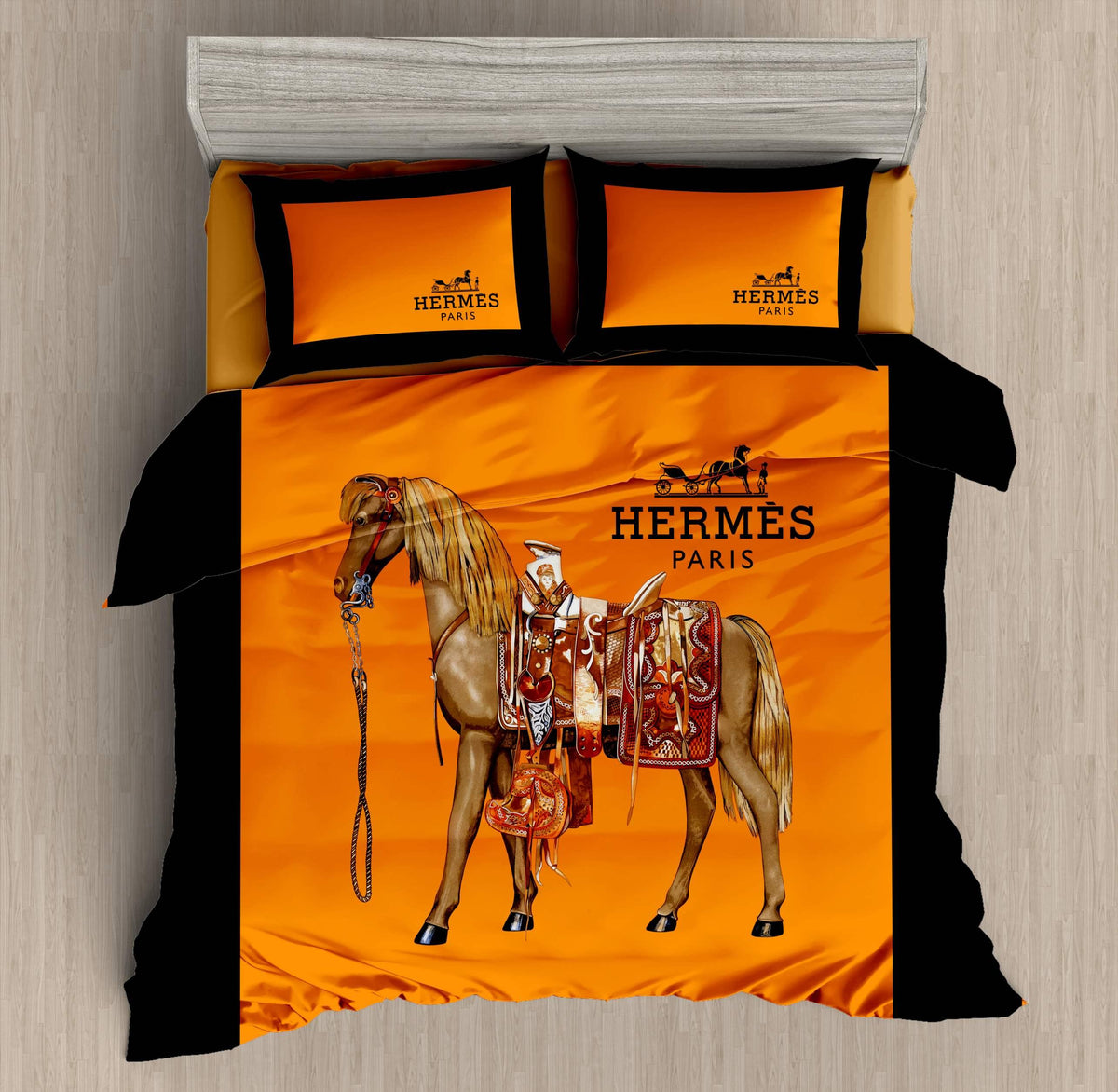 Tangerine Equestrian Bedding Set - tangerine orange equestrian-inspired artwork - source file Anara-Lifestyle-Product-33.jpg