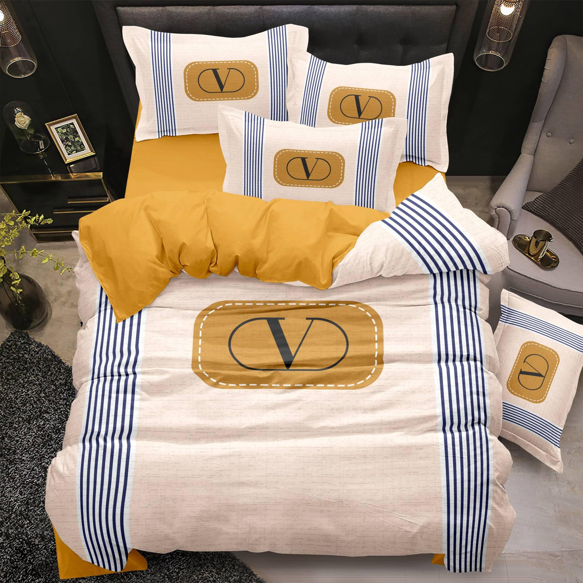 Mustard Quilted Bedding Set - mustard gold quilted geometric arrangement - source file Anara-Lifestyle-Product-36.jpg