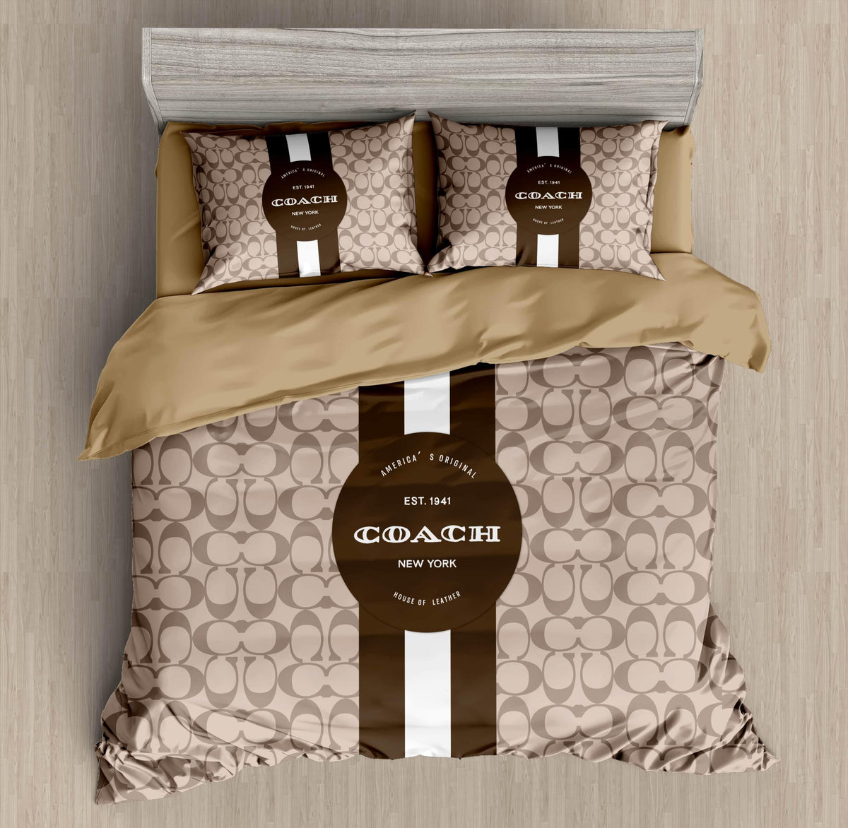 Taupe Stripe Bedding Set - taupe and brown tailored central stripe - source file Anara-Lifestyle-Product-46.jpg